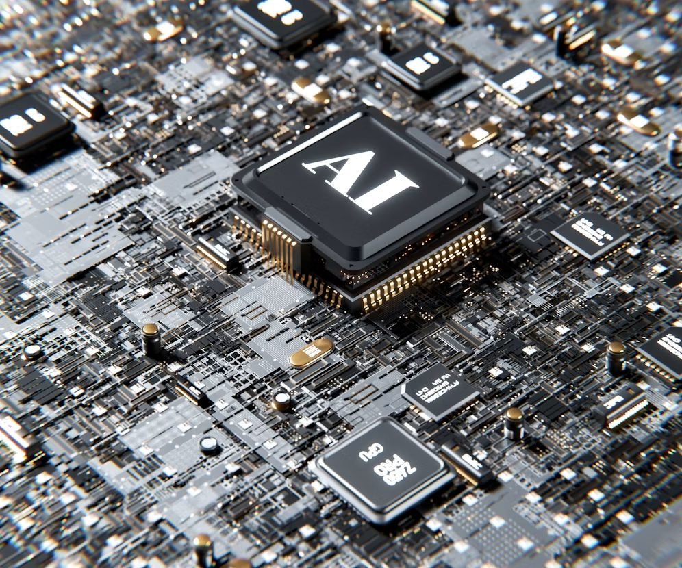 AI chip on a densely packed circuit board