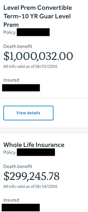 My two New York Life policies